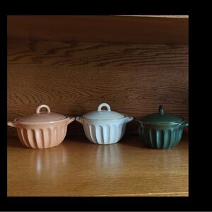 Hearth & Hand Ceramic Mini Casserole Trio - tan White, Green